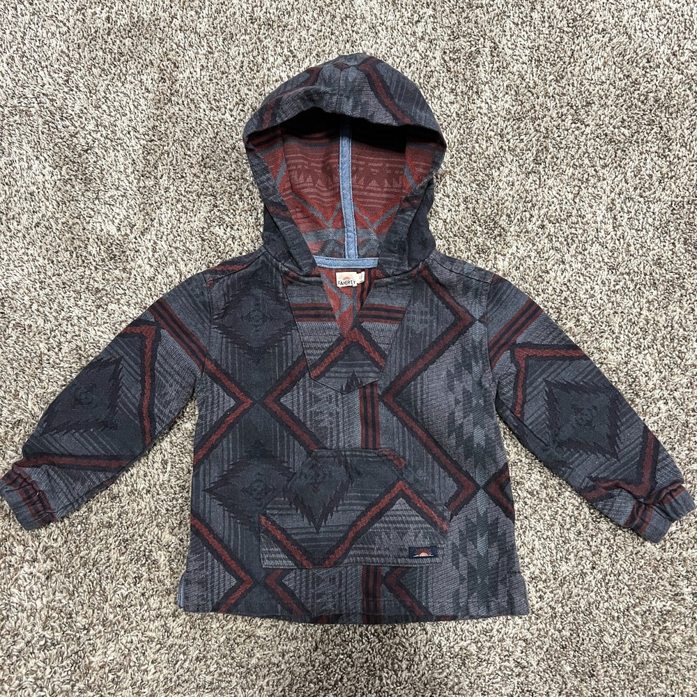 Faherty Aztec Southwestern Navajo Beam Baja Poncho Beach Hoodie Kids Size 2